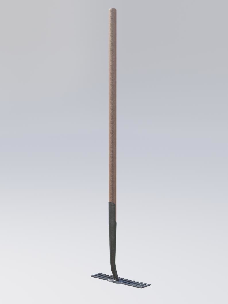 Rake gardening low poly model game ready Low-poly 3D model_1