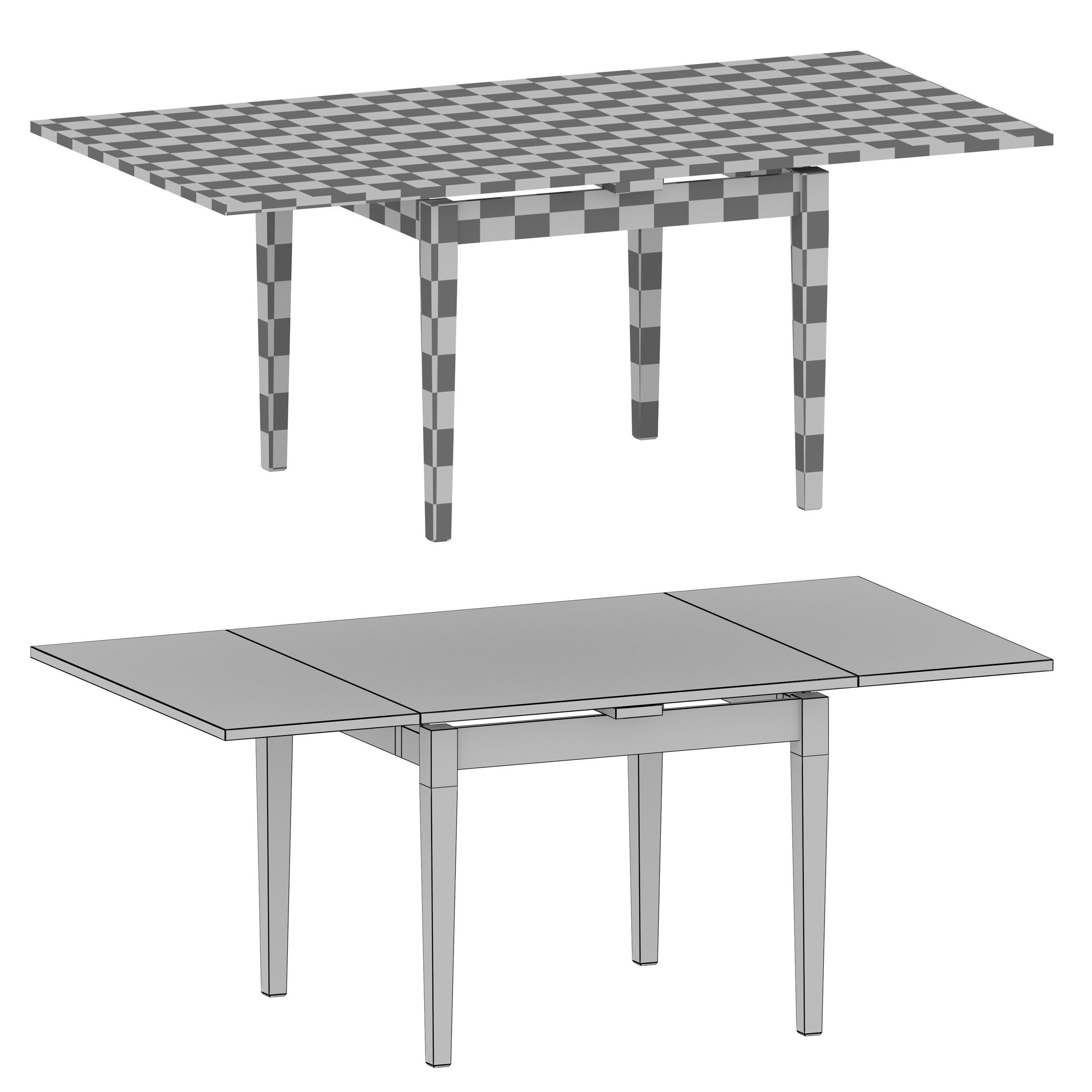 Pratico Bruno Black Extension Square Dining Table Open 3D model_10