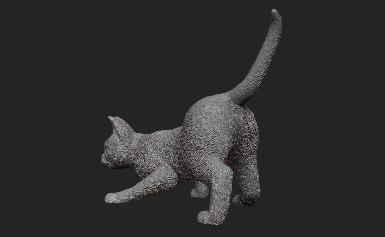 Cat Hunting Pose 3D Print 3D print model_4