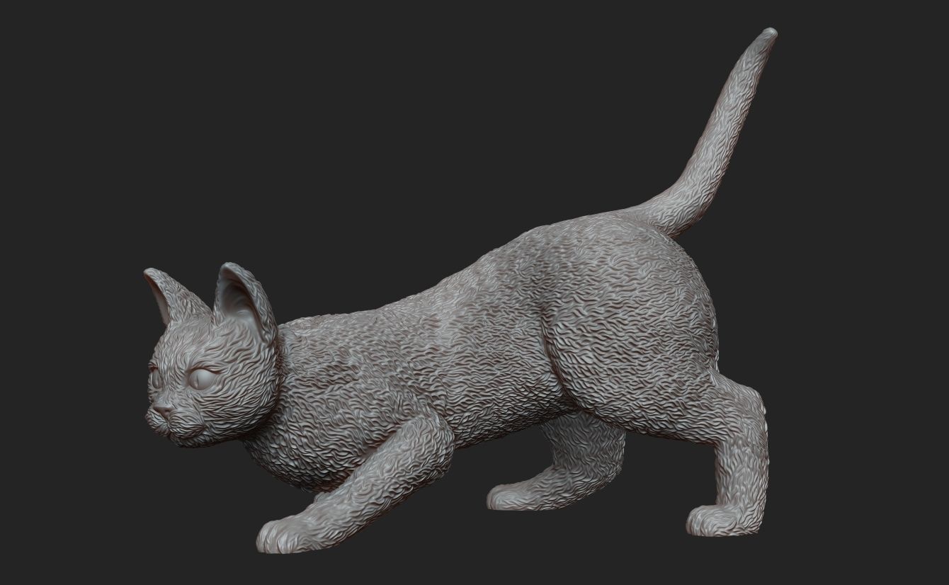 Cat Hunting Pose 3D Print 3D print model_3