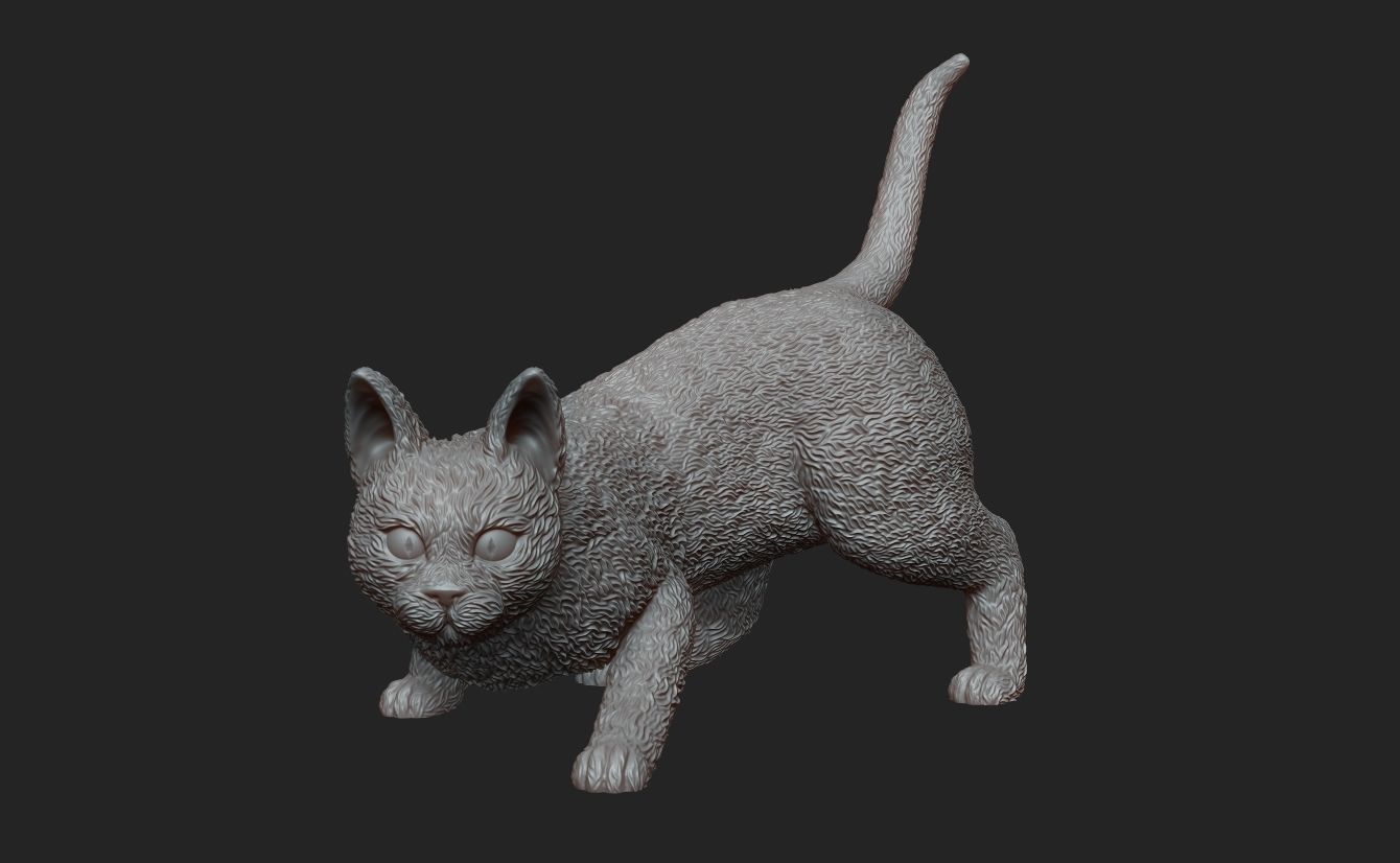 Cat Hunting Pose 3D Print 3D print model_2