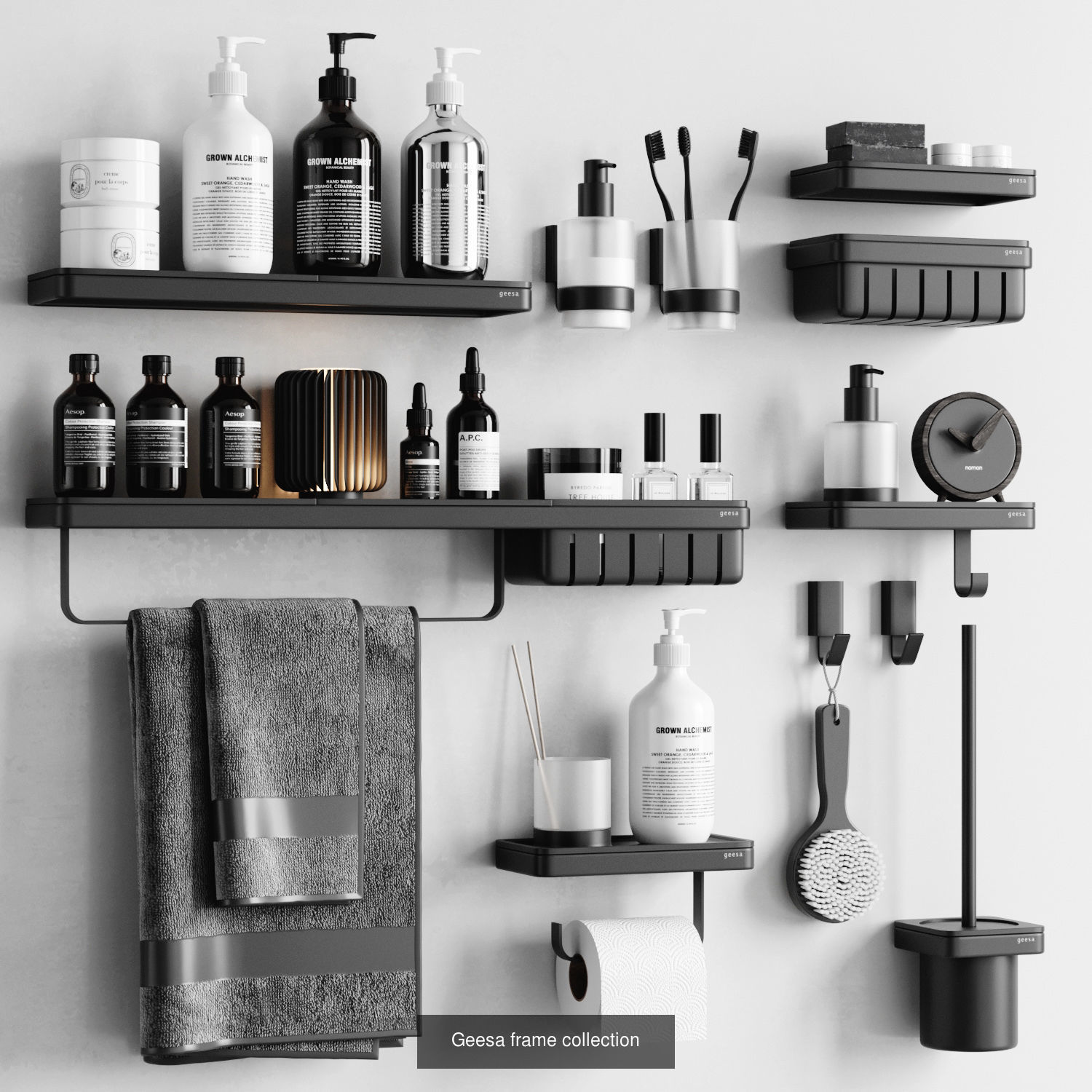 Bathroom Collection round mirror on table with books and plants _7