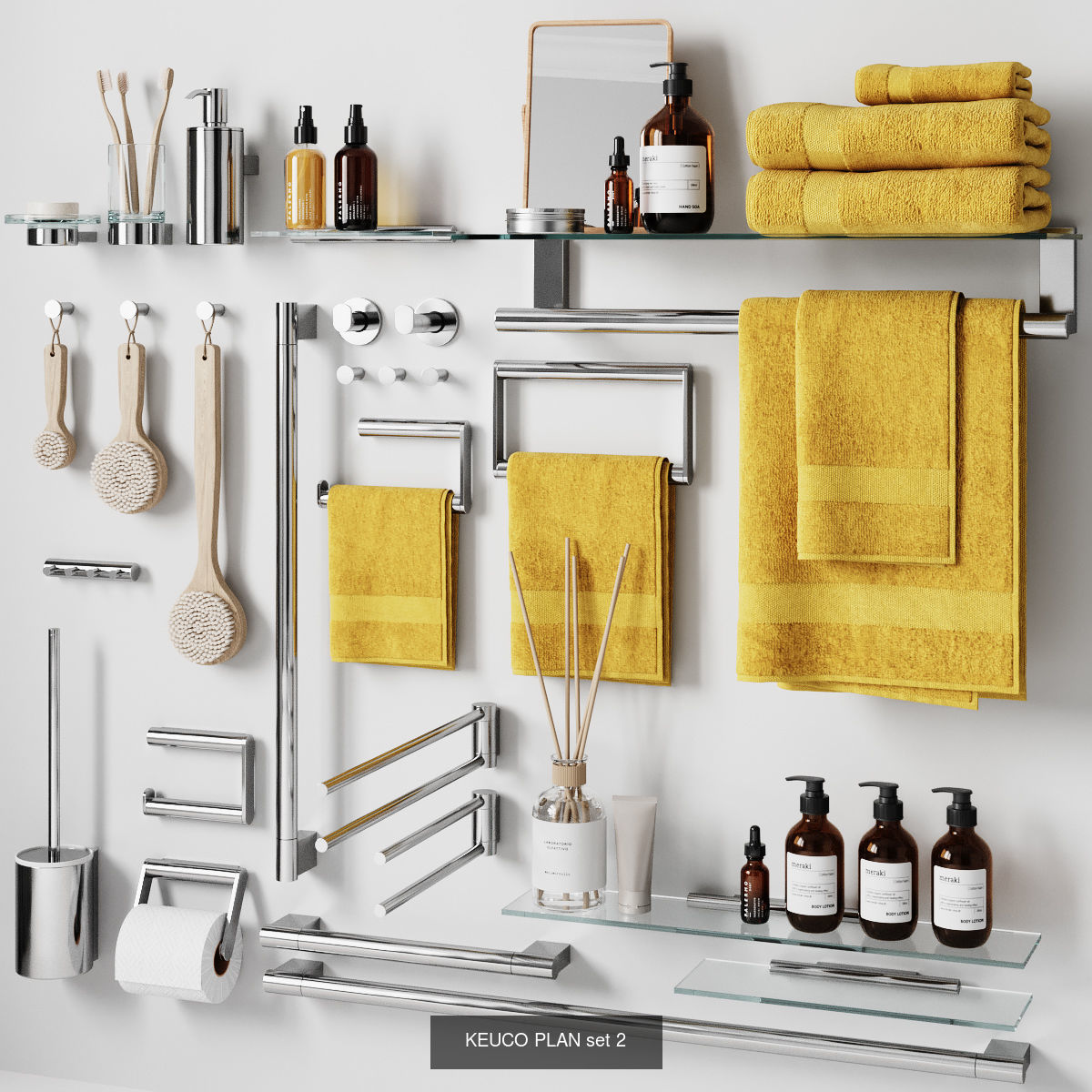 Bathroom Collection round mirror on table with books and plants _3