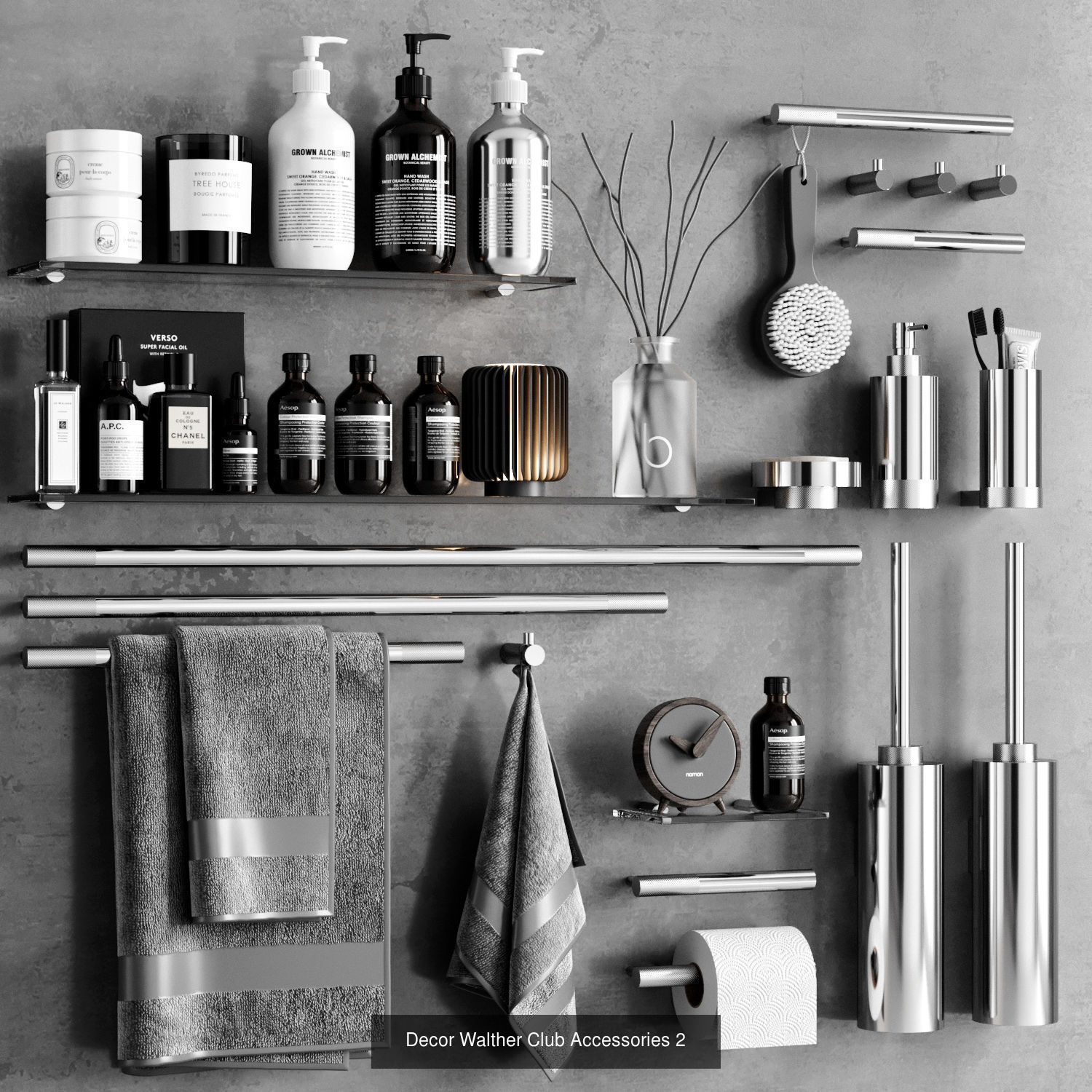 Bathroom Collection round mirror on table with books and plants _4