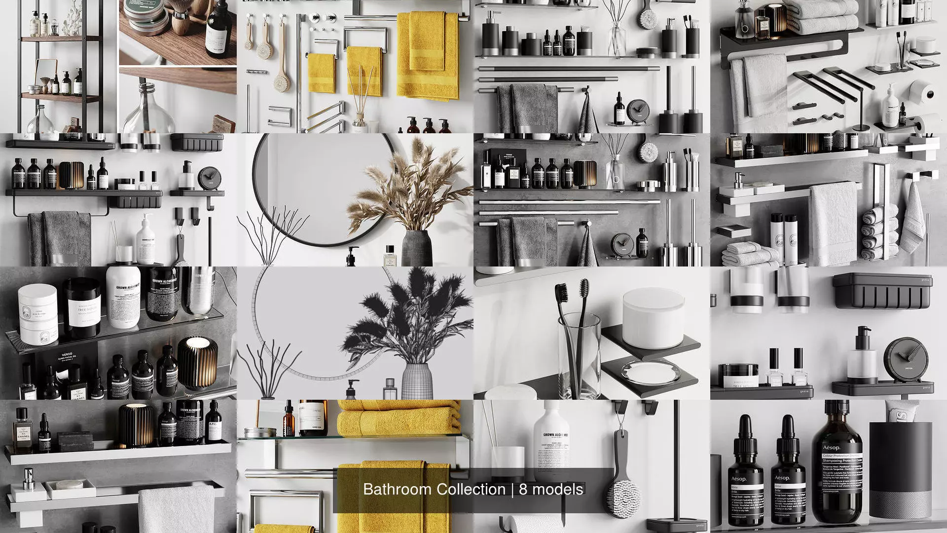 Bathroom Collection round mirror on table with books and plants _0