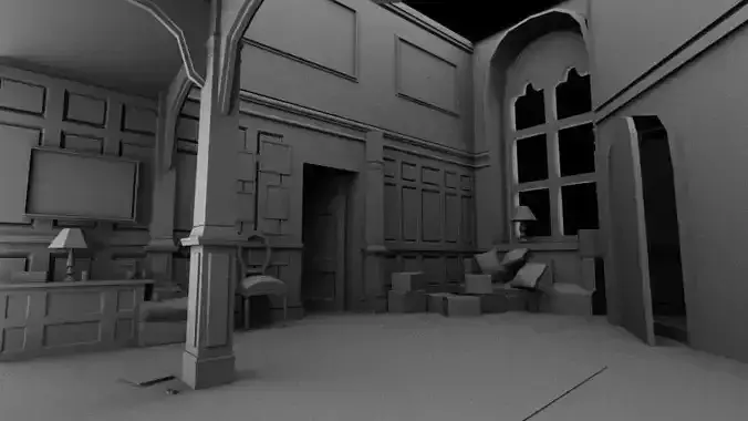 INTERIOR HALL FOR LIGHTING AND TEXTURING 3D model