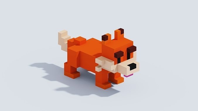 Voxel Fox Low-poly 3D model