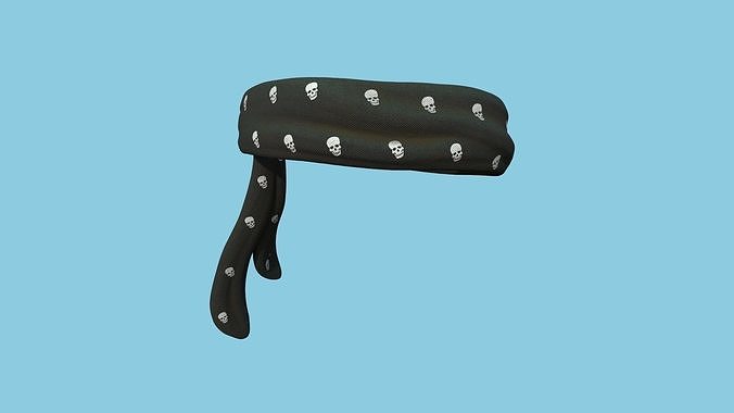 Pirate Bandana 03 - Black Skulls - Character Costume Low-poly 3D model