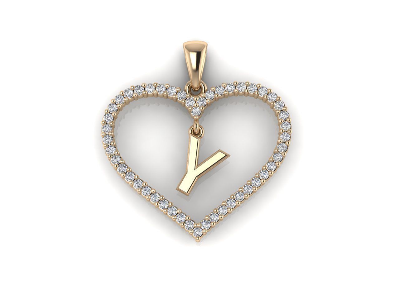 Heart Alphabet Y 3D print model_6