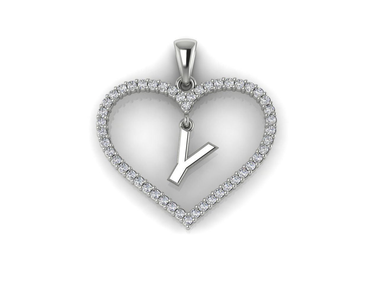 Heart Alphabet Y 3D print model_8