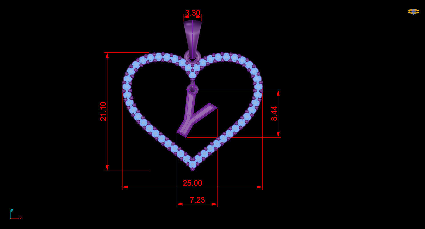 Heart Alphabet Y 3D print model_9