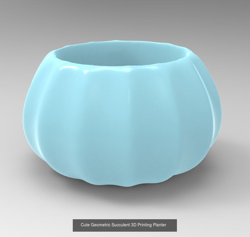 10 Cute Geometric 3D Printing Planter Set  3D Model Collection_3