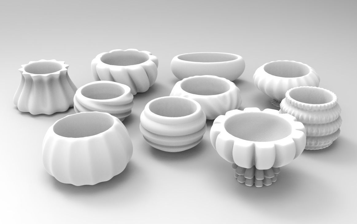 10 Cute Geometric 3D Printing Planter Set  3D Model Collection_1