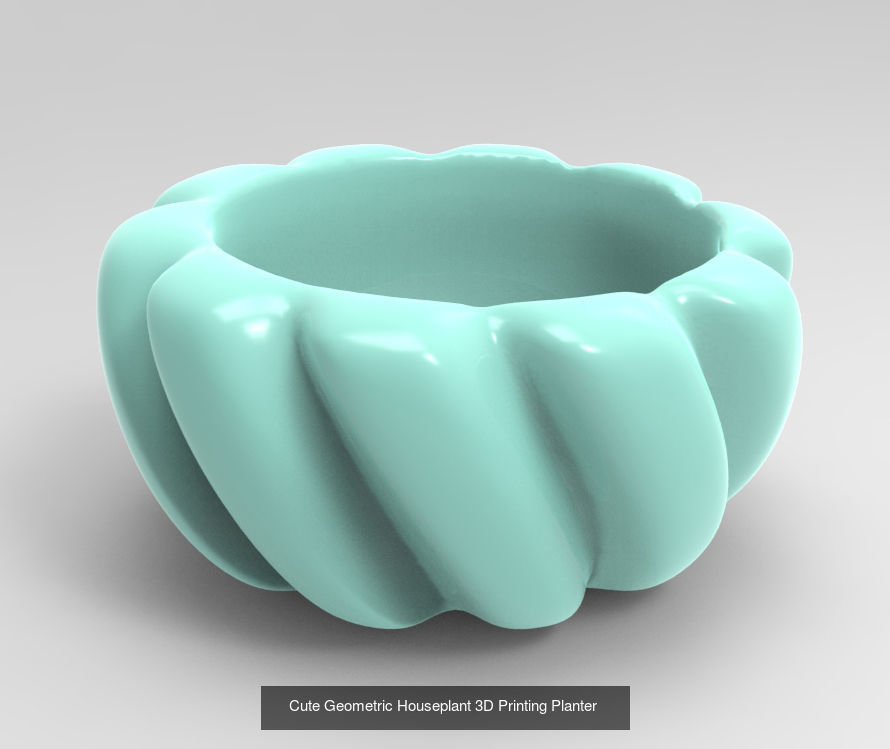 10 Cute Geometric 3D Printing Planter Set  3D Model Collection_9