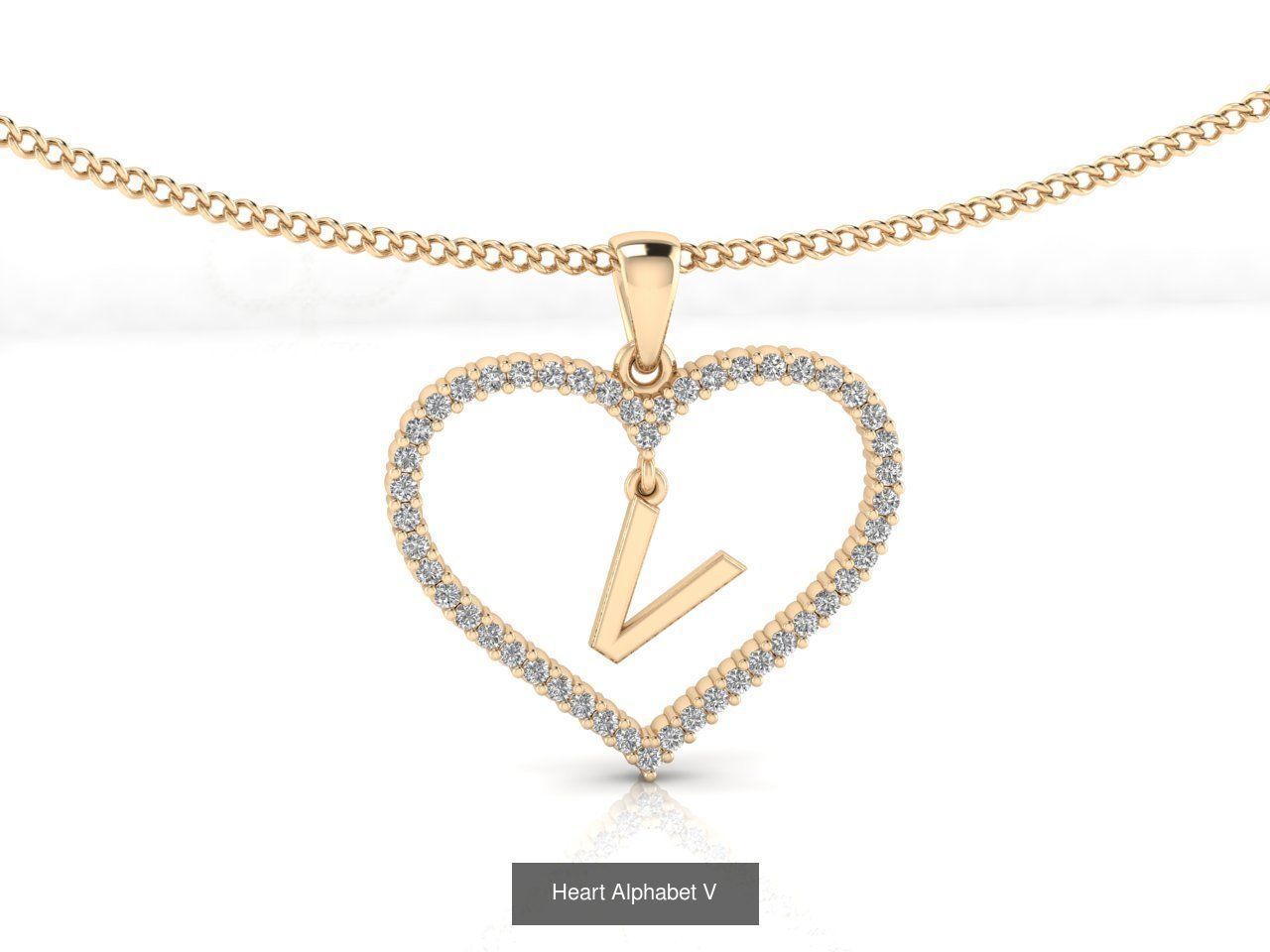 Heart Alphabet Pendant 3D Model Collection_24