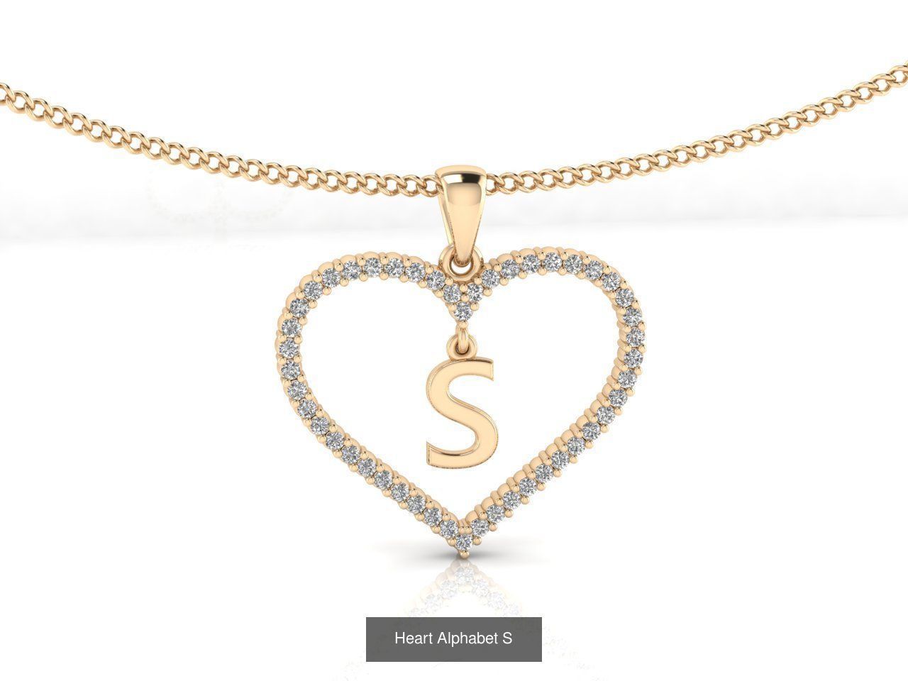 Heart Alphabet Pendant 3D Model Collection_21