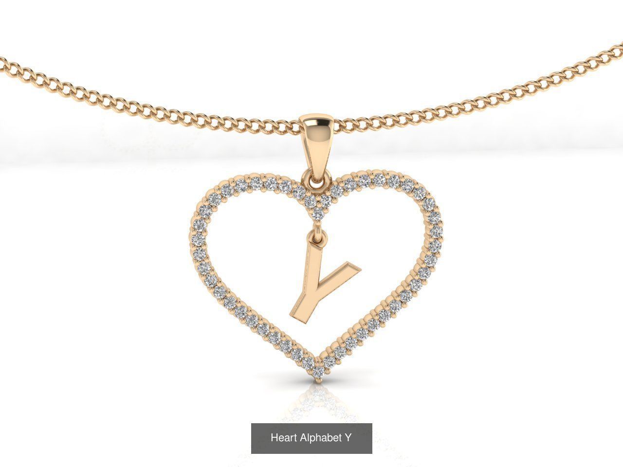 Heart Alphabet Pendant 3D Model Collection_27