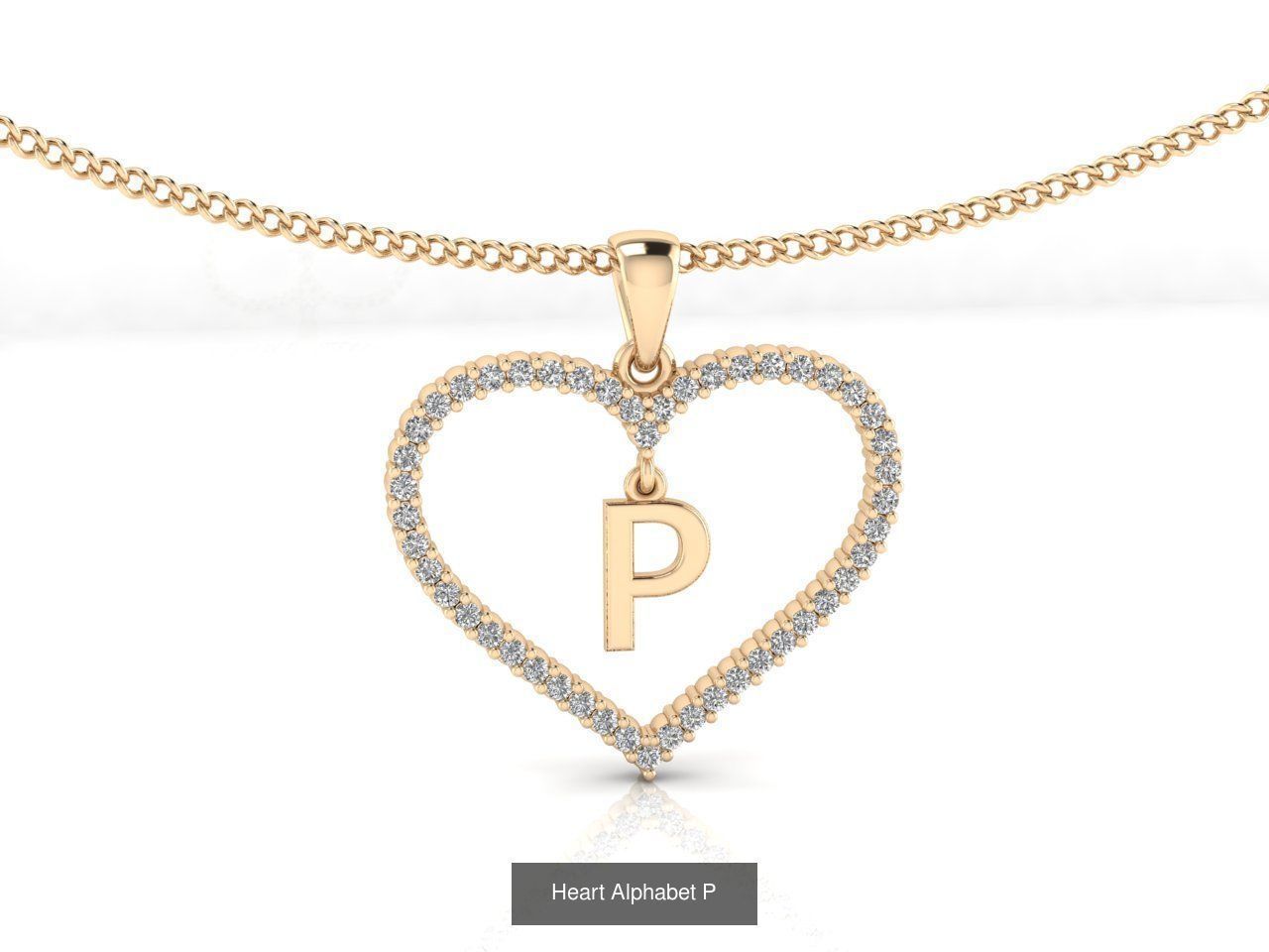 Heart Alphabet Pendant 3D Model Collection_18