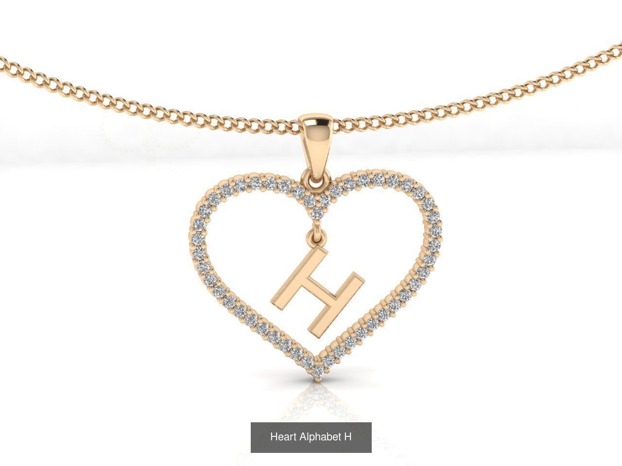 Heart Alphabet Pendant 3D Model Collection_10