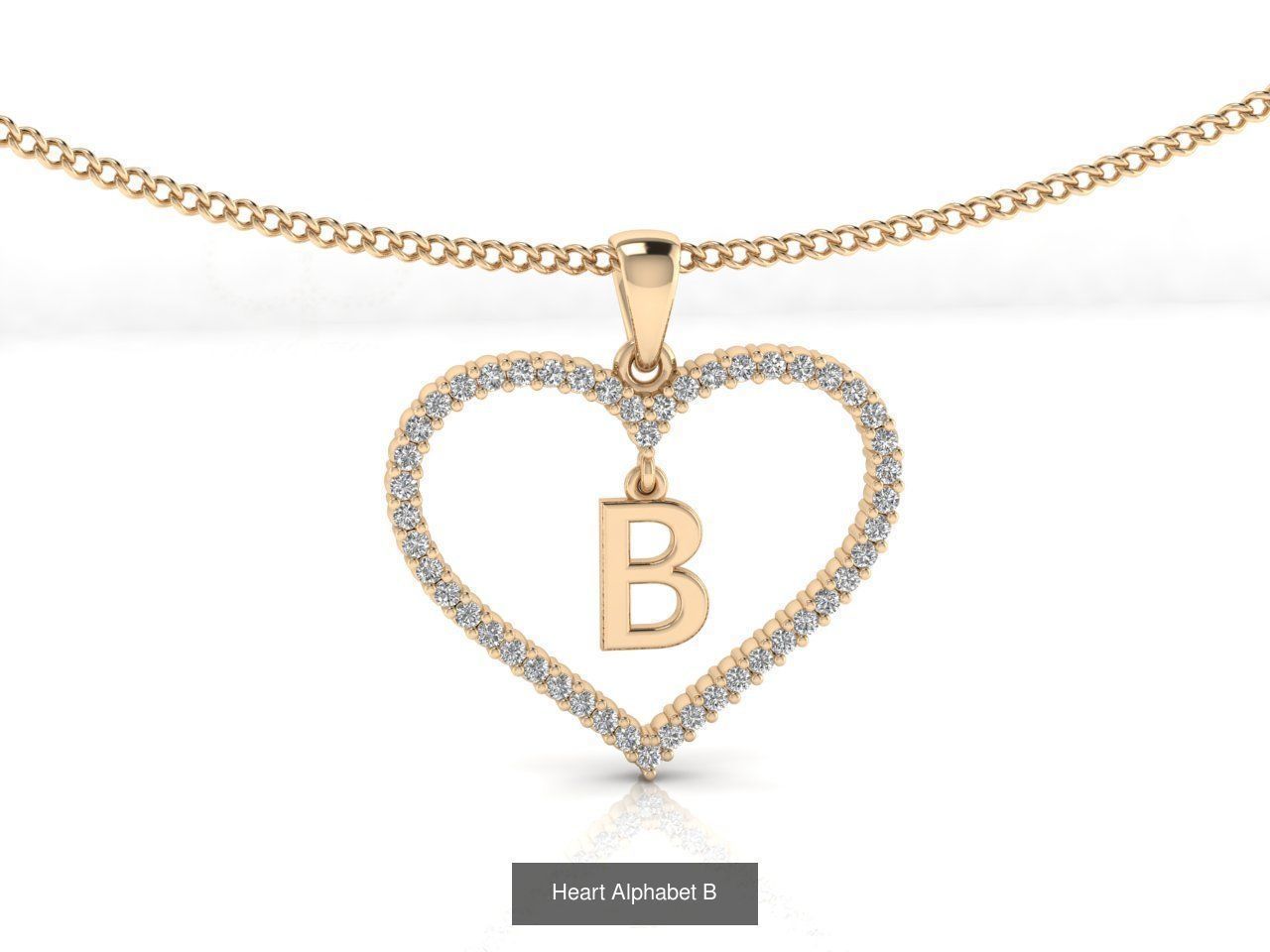 Heart Alphabet Pendant 3D Model Collection_4