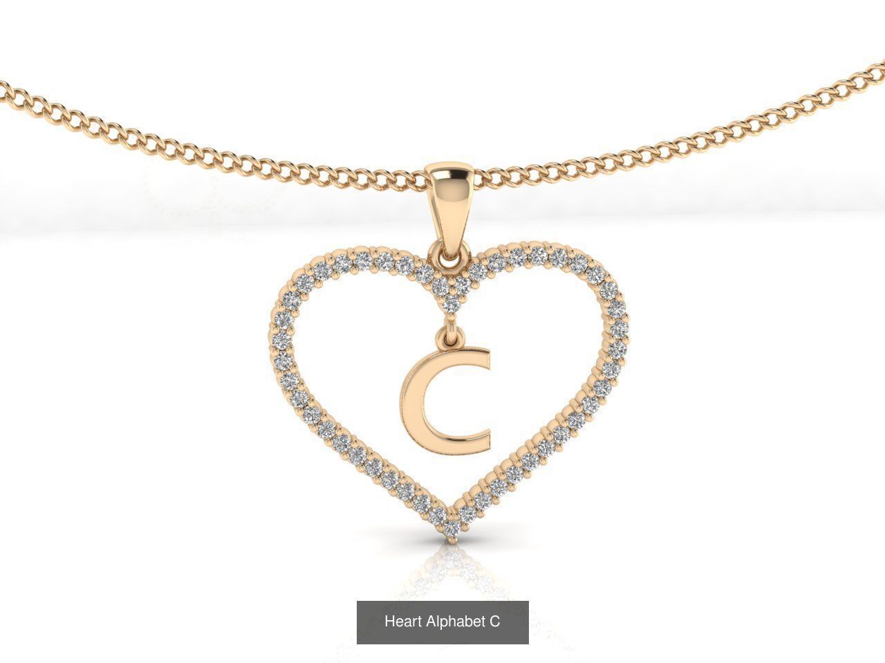 Heart Alphabet Pendant 3D Model Collection_5