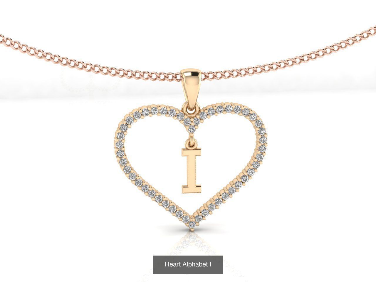 Heart Alphabet Pendant 3D Model Collection_11