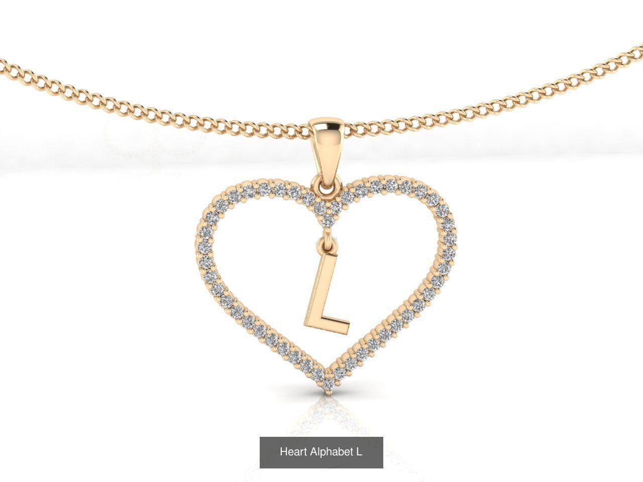 Heart Alphabet Pendant 3D Model Collection_14