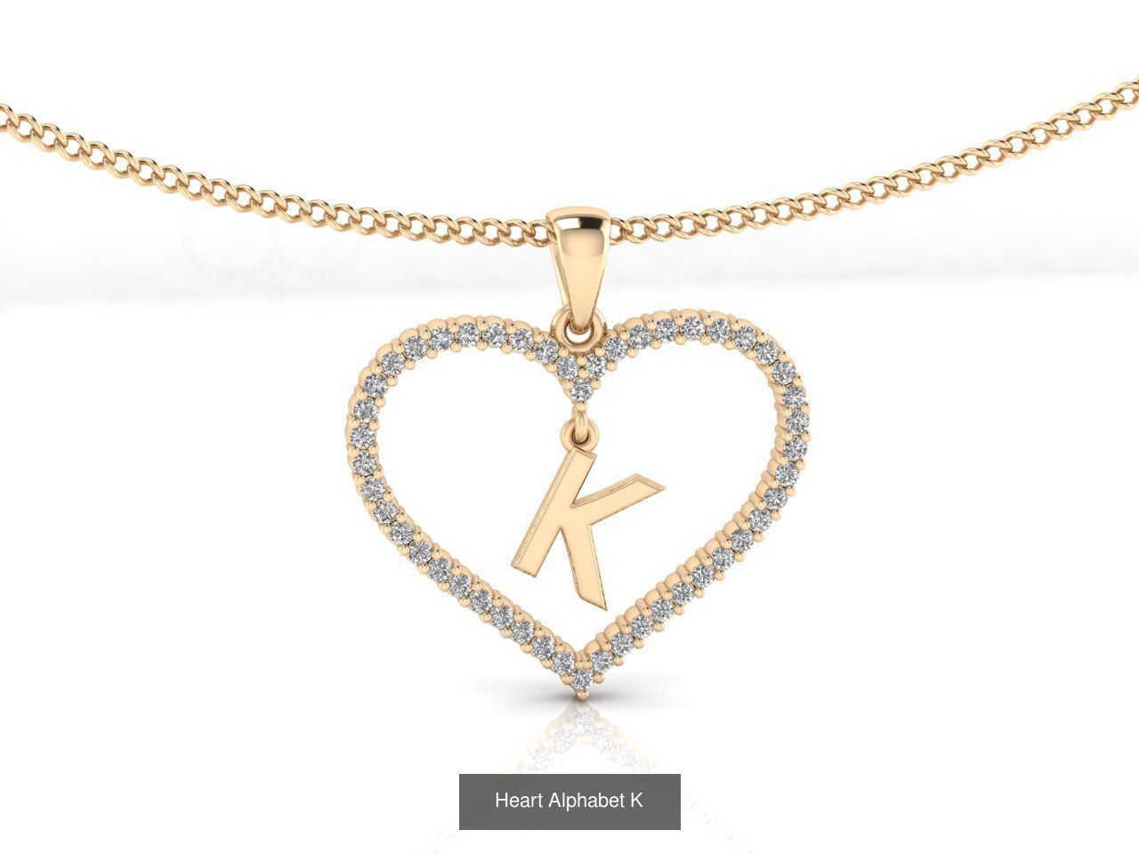 Heart Alphabet Pendant 3D Model Collection_13
