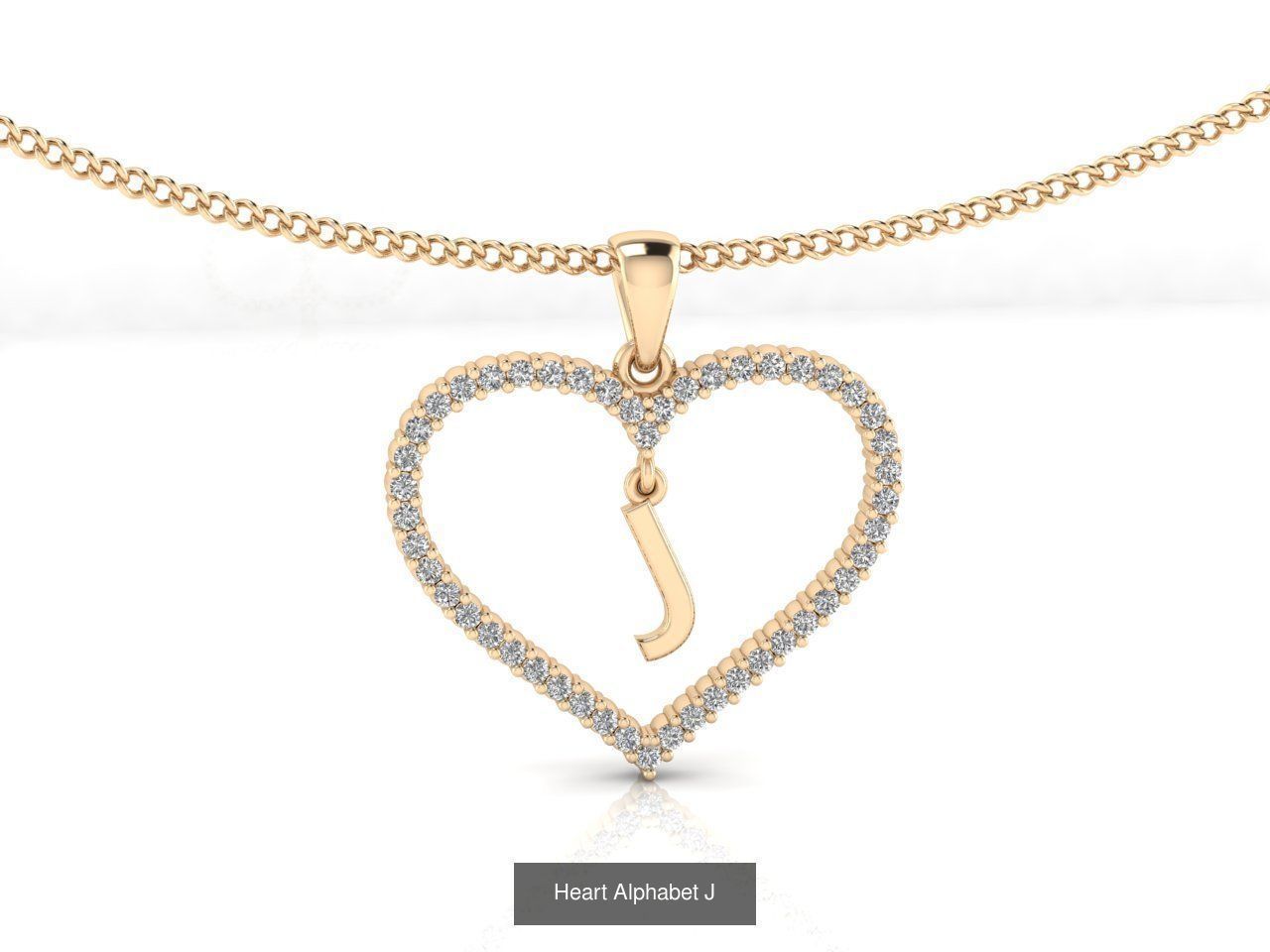 Heart Alphabet Pendant 3D Model Collection_12