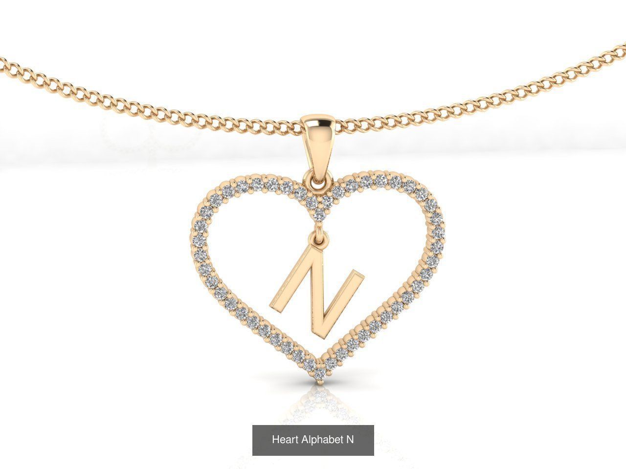 Heart Alphabet Pendant 3D Model Collection_16