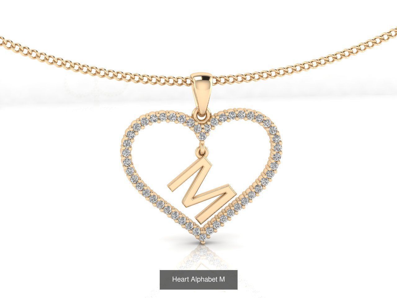 Heart Alphabet Pendant 3D Model Collection_15