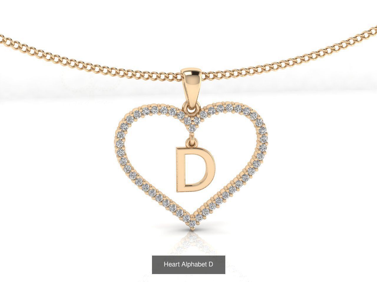 Heart Alphabet Pendant 3D Model Collection_6