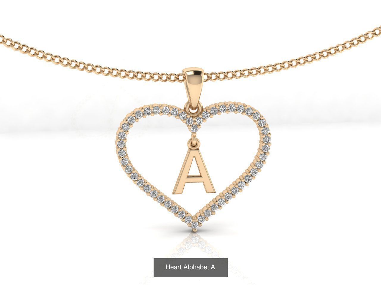 Heart Alphabet Pendant 3D Model Collection_3