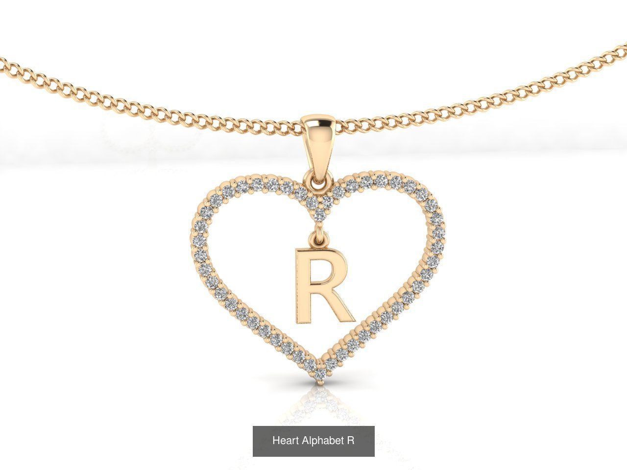 Heart Alphabet Pendant 3D Model Collection_20