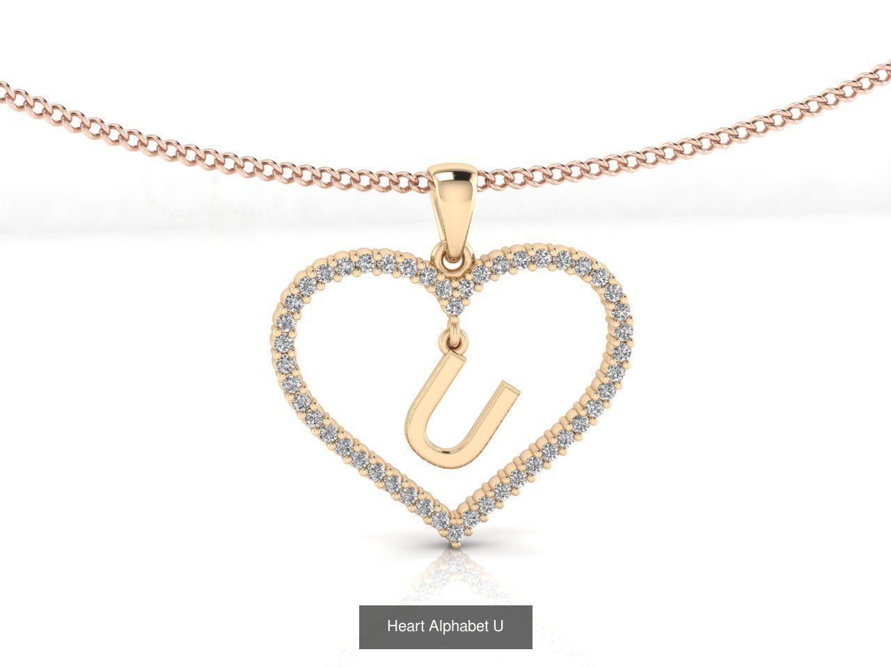 Heart Alphabet Pendant 3D Model Collection_23