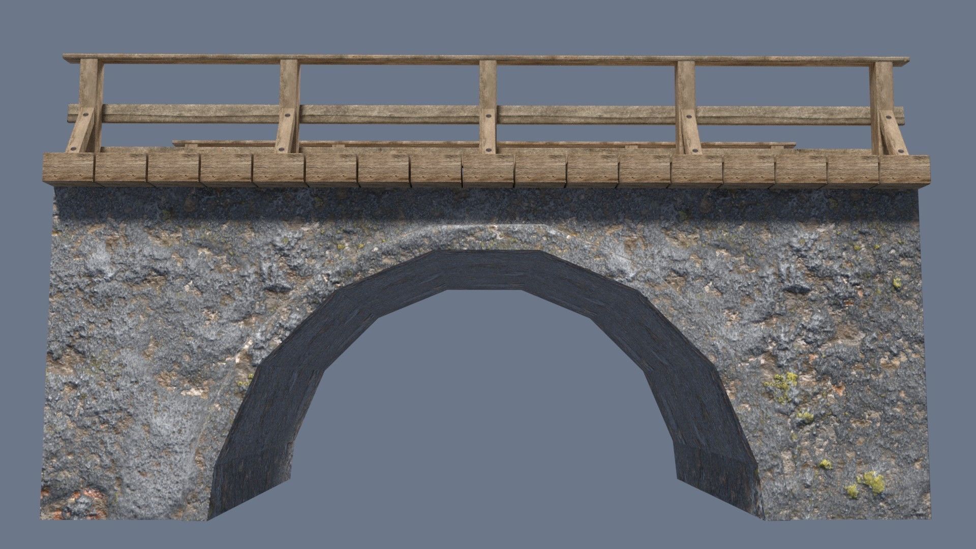 Bridge wooden shelf Low-poly 3D model_2