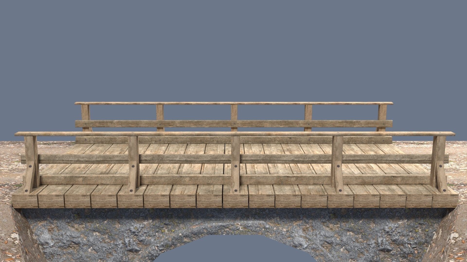 Bridge wooden shelf Low-poly 3D model_1
