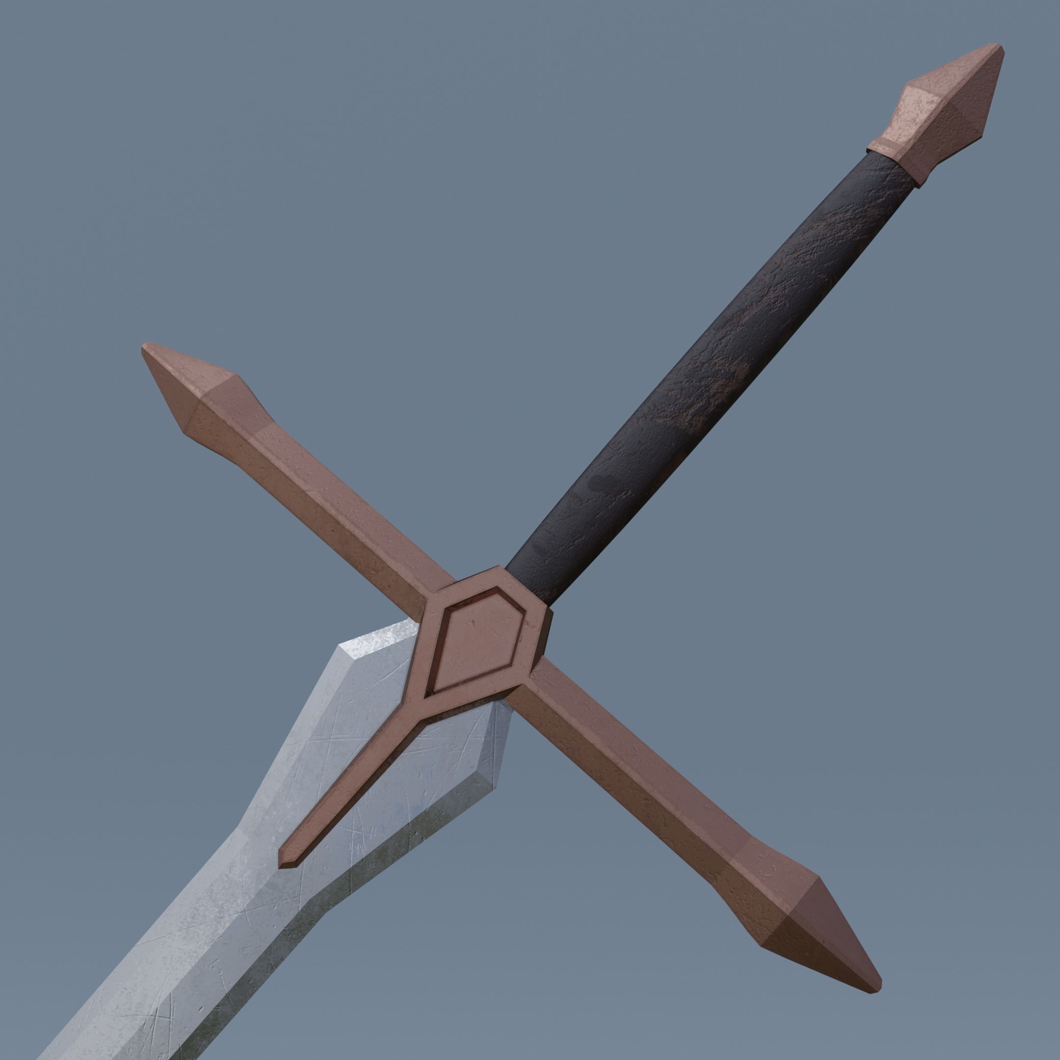 Sword pair of swords Low-poly 3D model_9