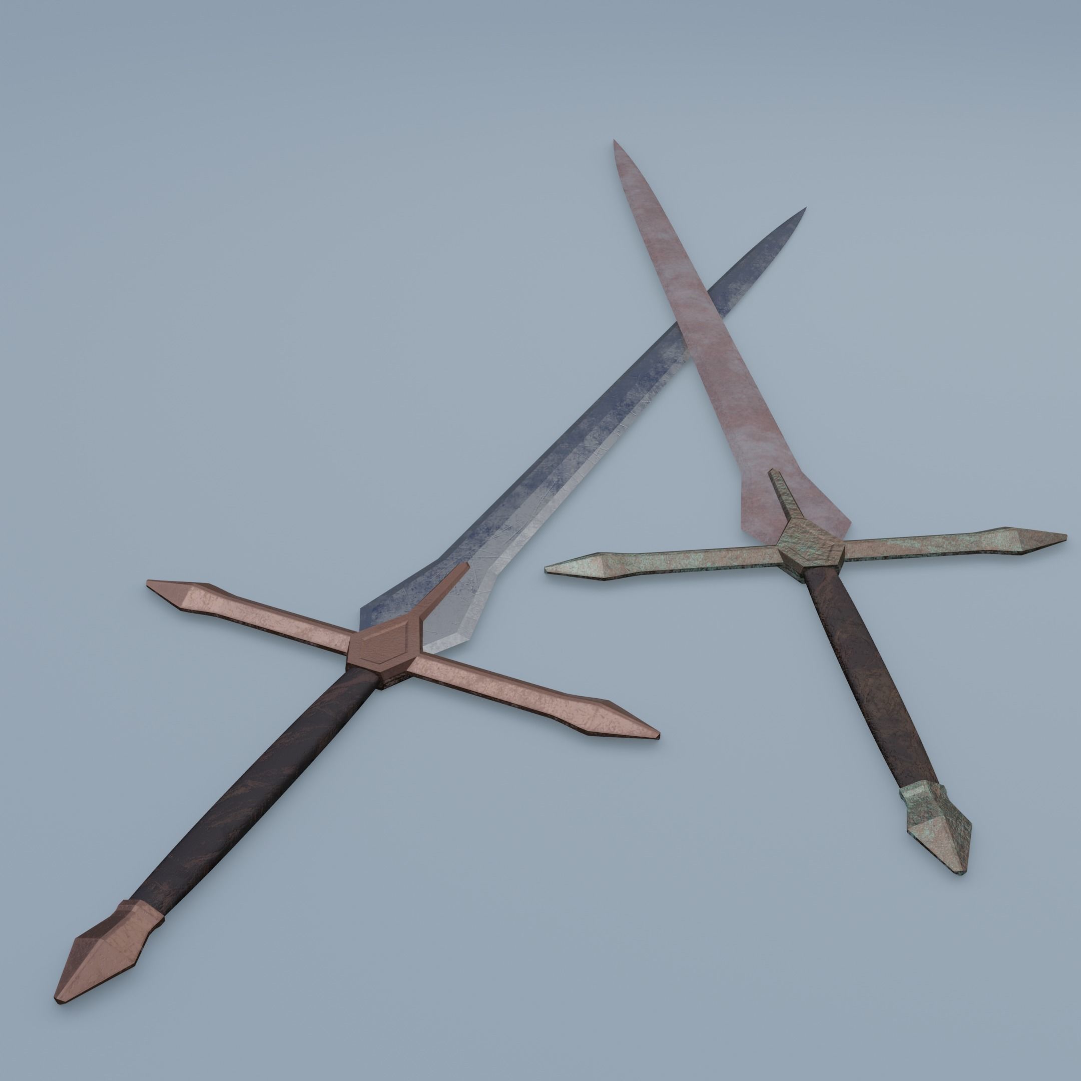 Sword pair of swords Low-poly 3D model_7