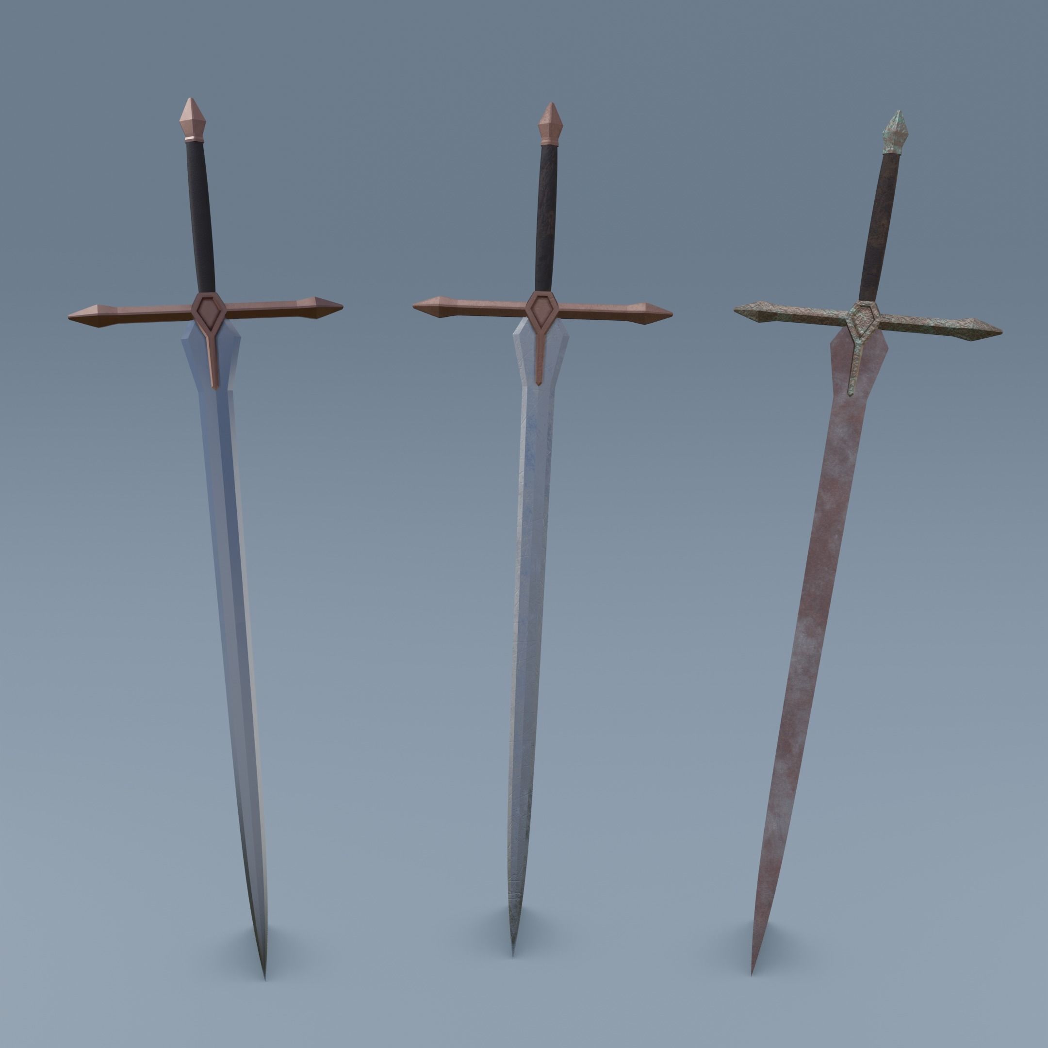 Sword pair of swords Low-poly 3D model_6