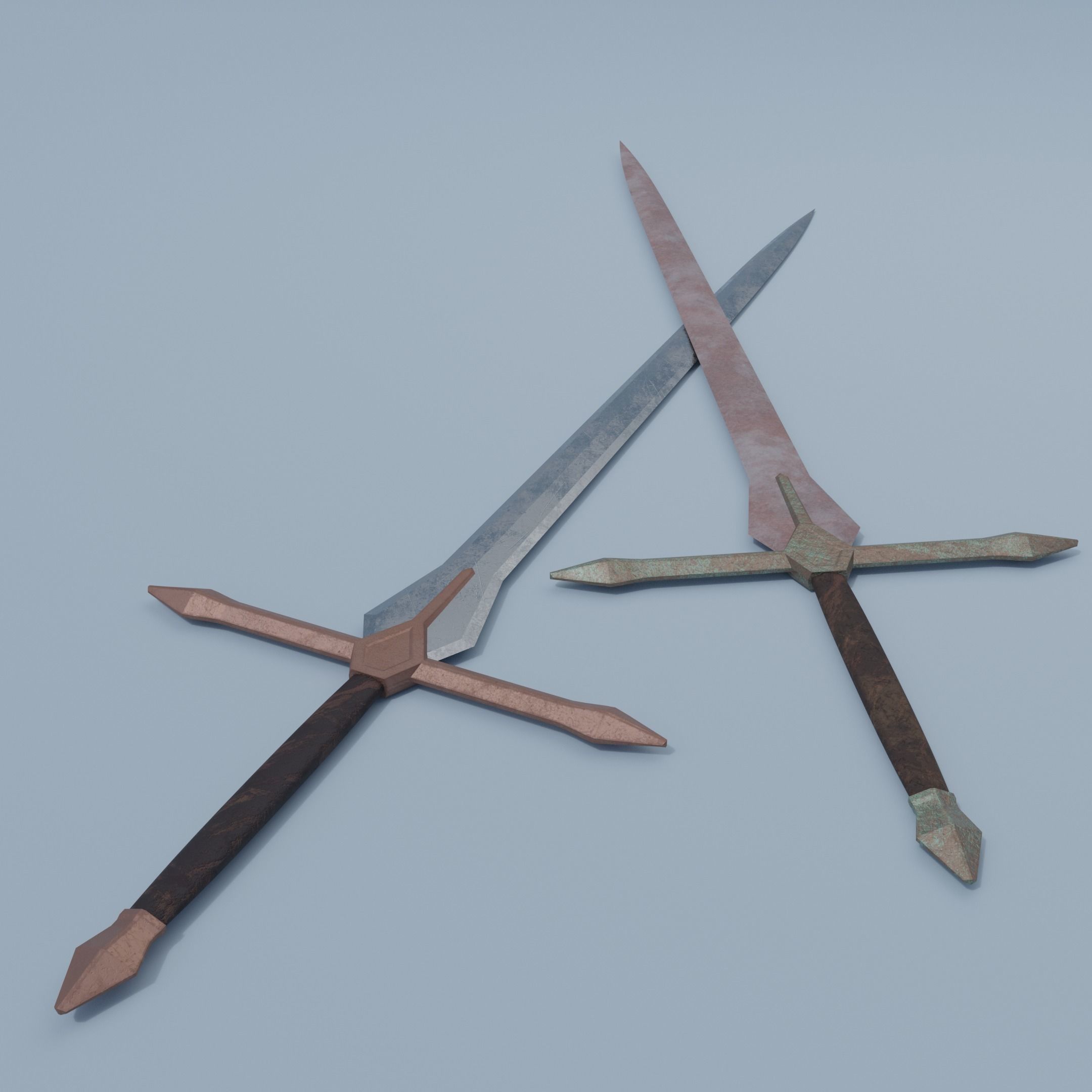 Sword pair of swords Low-poly 3D model_1