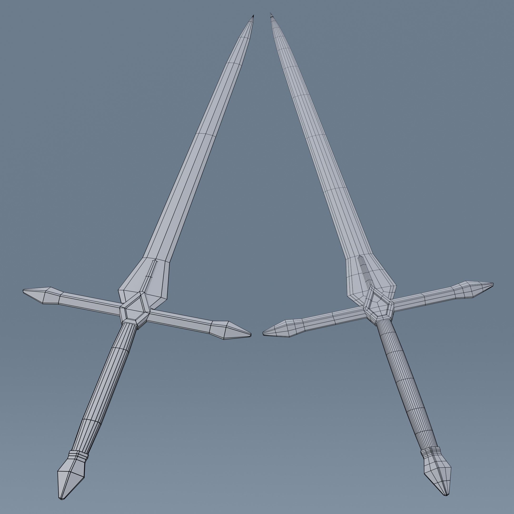 Sword pair of swords Low-poly 3D model_5
