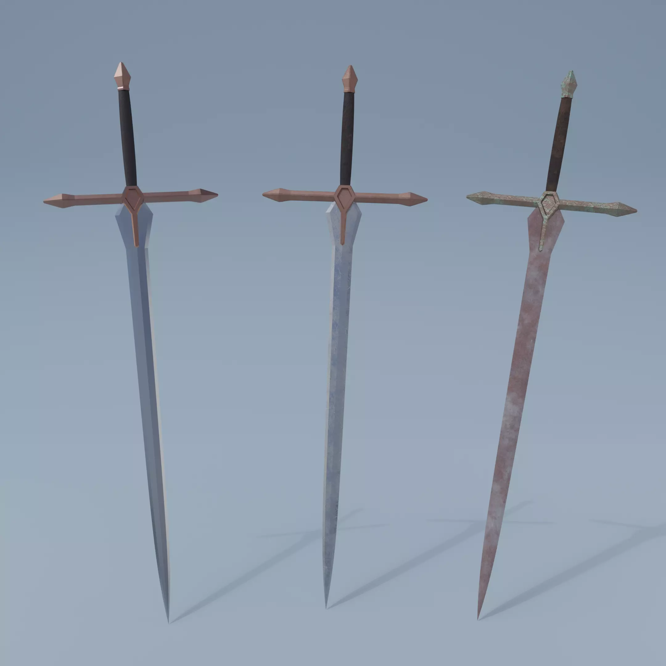 Sword pair of swords Low-poly 3D model_0