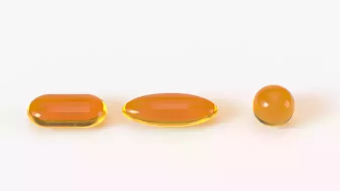 Set of oil pills with 4K PBR tex and color variations Low-poly 3D model