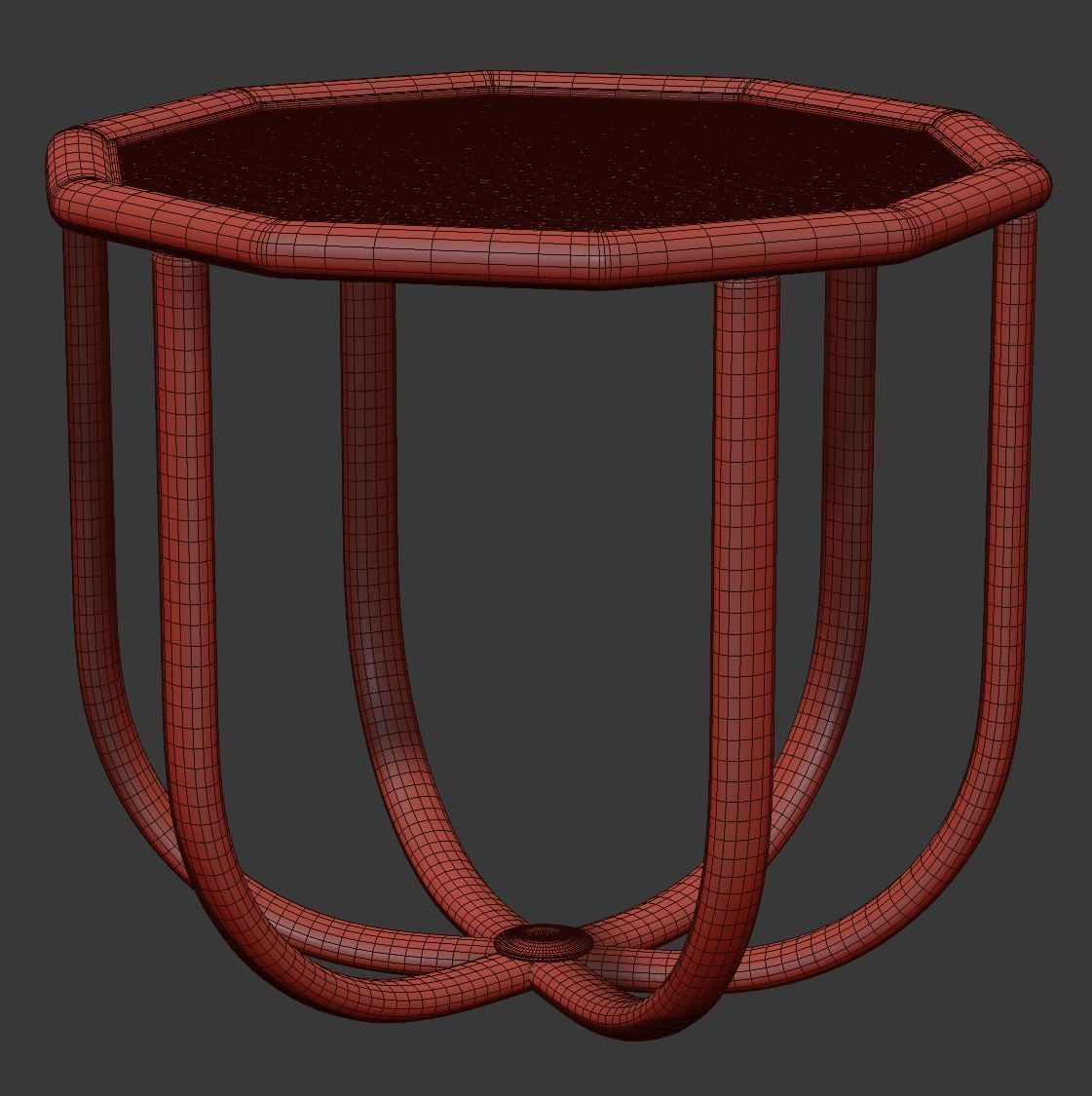 Spider rattan coffee table  3D model_3
