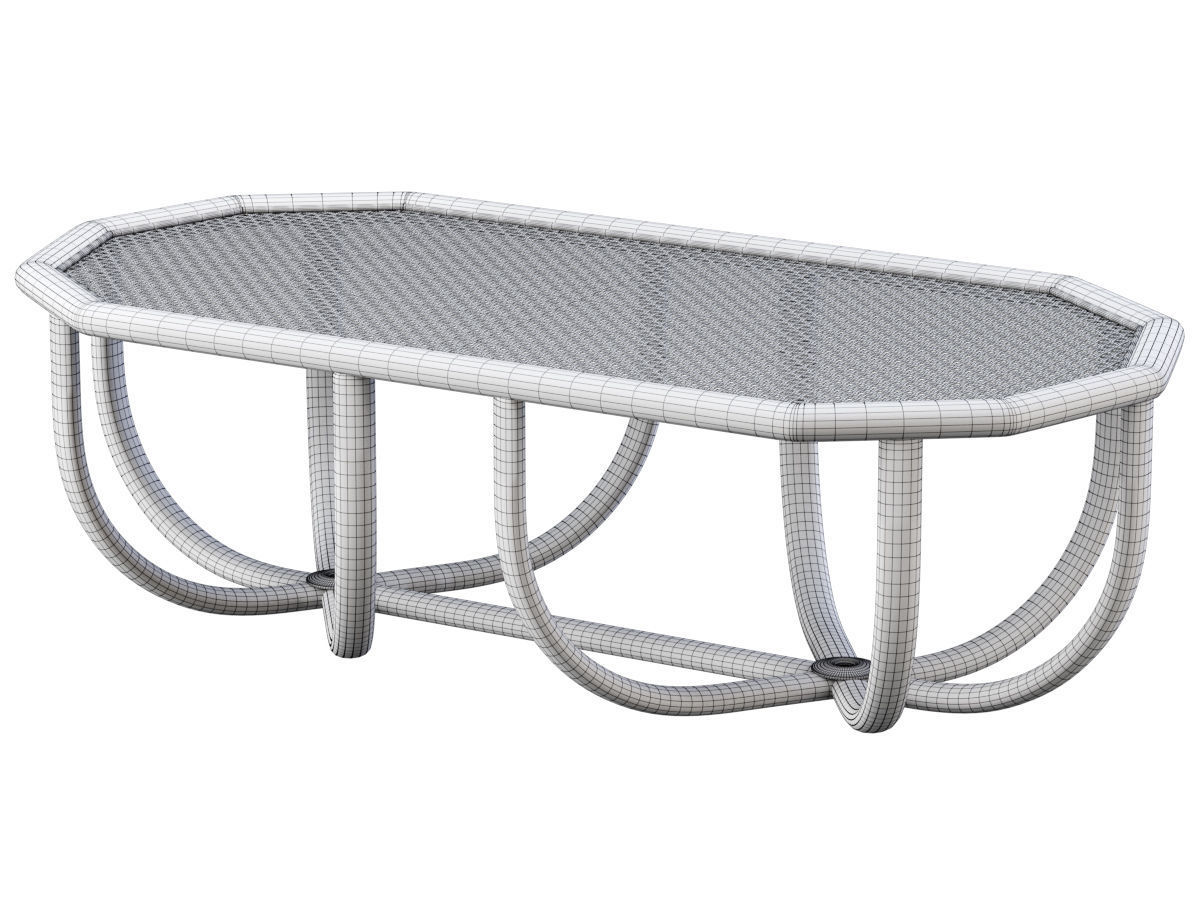 Spider rectangle rattan coffee table  3D model_5