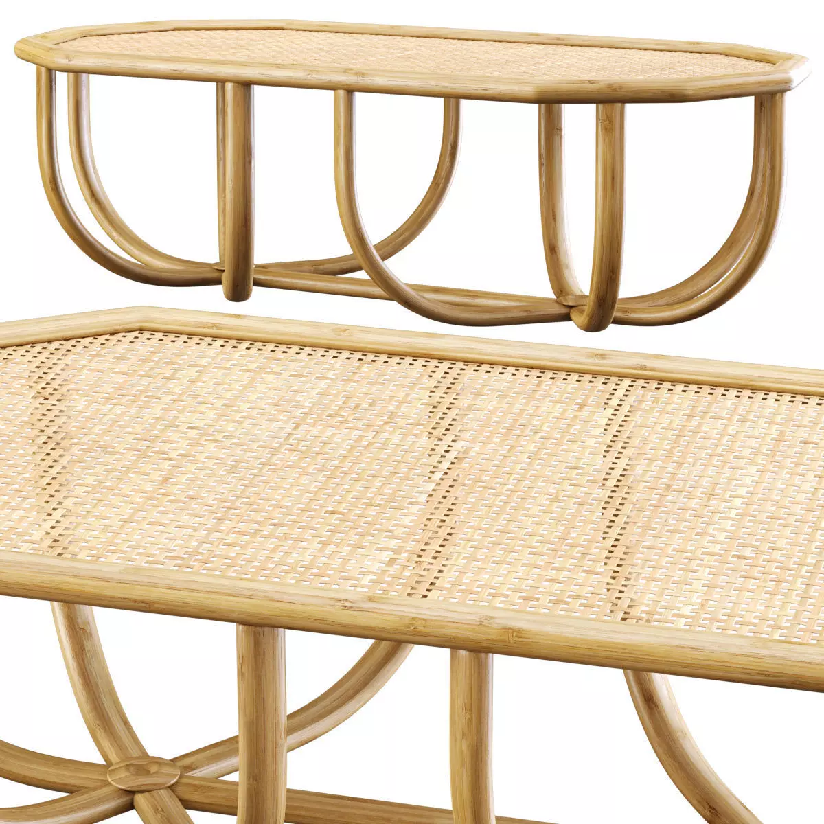 Spider rectangle rattan coffee table  3D model_0