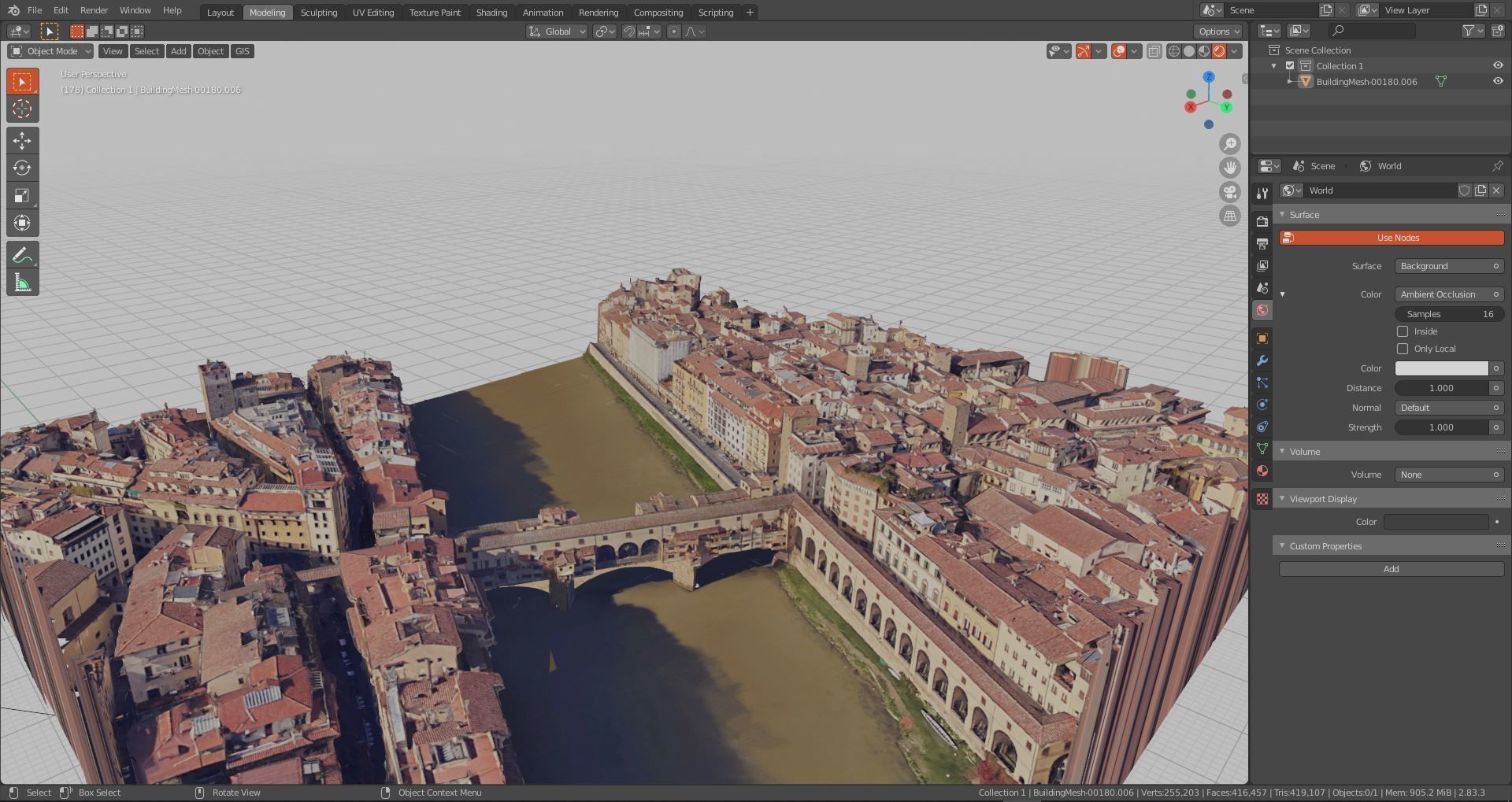 Pontevecchio Florence Italy  with texture Low-poly 3D model_6