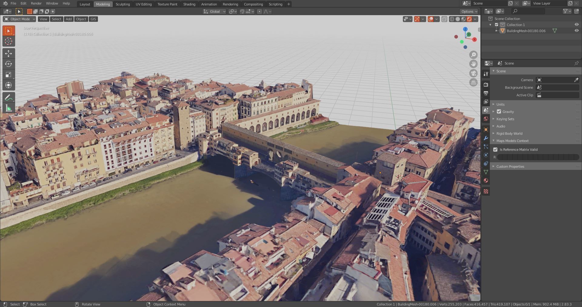 Pontevecchio Florence Italy  with texture Low-poly 3D model_1