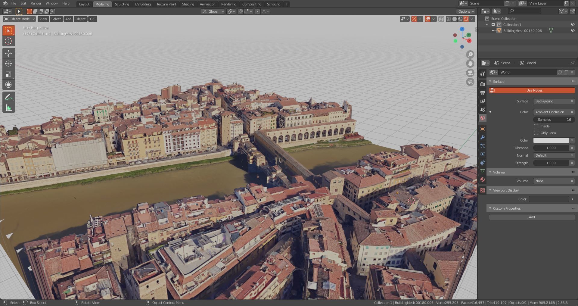 Pontevecchio Florence Italy  with texture Low-poly 3D model_5